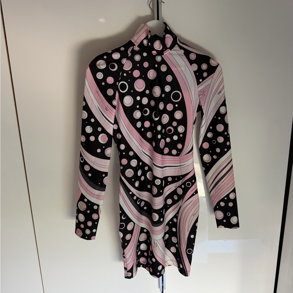 Emilio Pucci Long-Sleeve Dress in Pink and Black